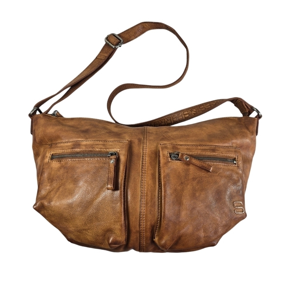Spikes & Sparrow Ellie brandy cognac brown leather hobo bag purse